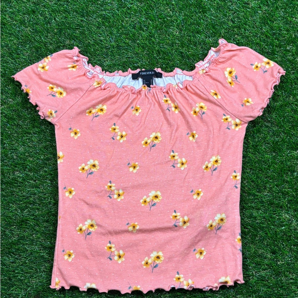 Forever 21 Coral Floral Blouse